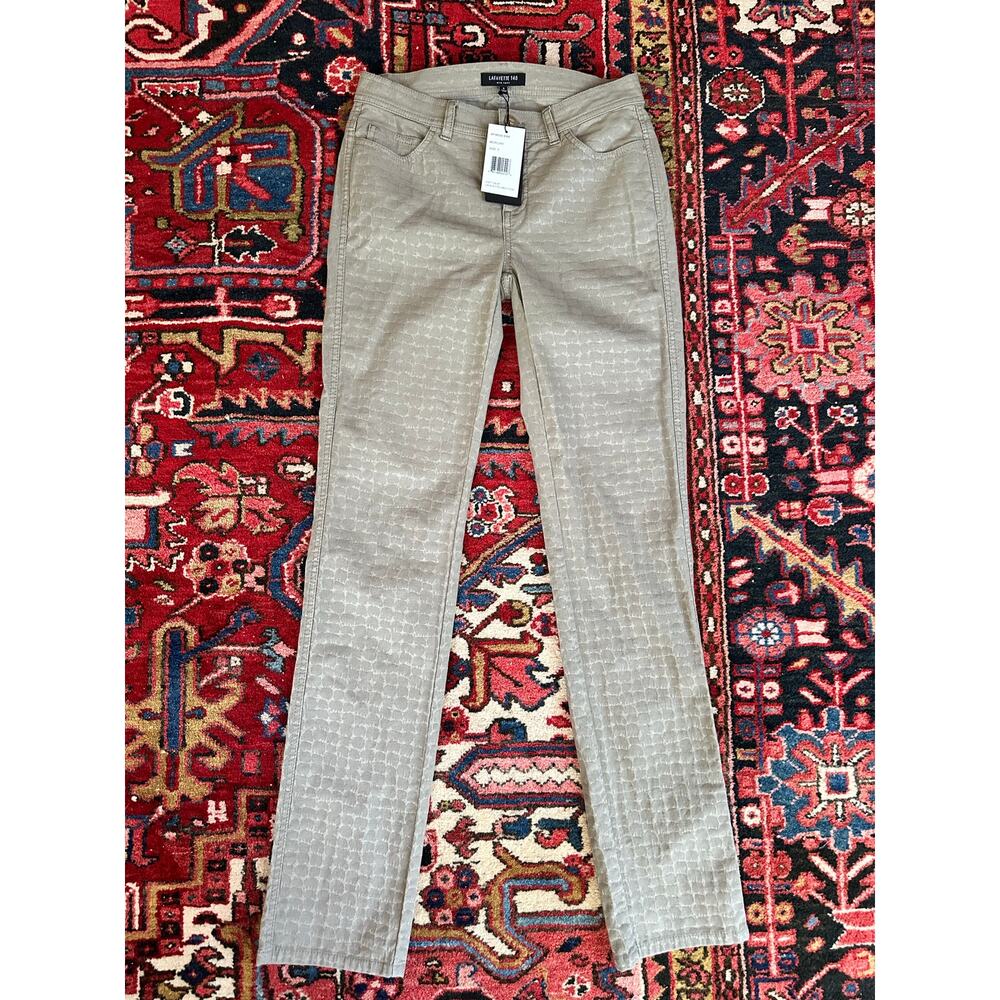 NWT Lafayette 148 New York Thompson Embossed Snake Pants Size 0 Mercury